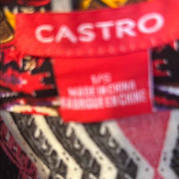 C.I. Castro Red and Black Patterned Blouse - Picture 3 of 13